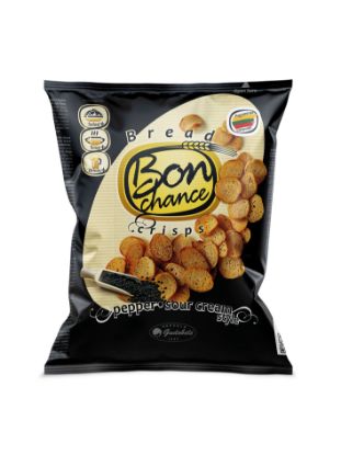 Изображение Хлебные чипсы с черным ПЕРЦЕМ и вкусом сметаны "BON CHANCE" 60гр. 1/40