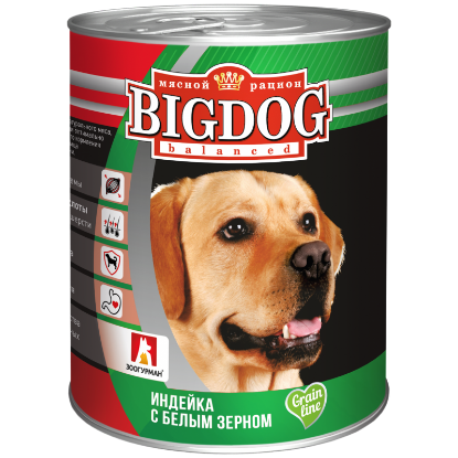 Изображение BIG DOG Индейка с белым зерном 850 ж/б 1/9