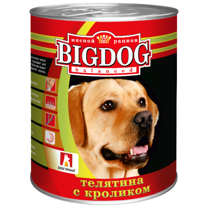 Изображение BIG DOG Телятина с кроликом 850 ж/б 1/9