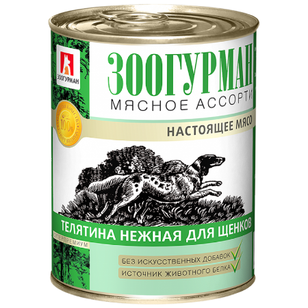 Изображение Мясное ассорти Телятина нежная для щенков 350гр ж/б 1/20