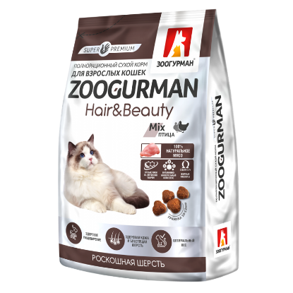 Изображение Cух корм Zoogurman Птица д/кошек 350гр 1/12