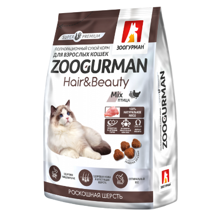 Изображение Cух корм Zoogurman Птица д/кошек 350гр 1/12