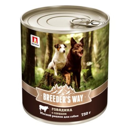 Изображение Breeder's way Говядина с сердцем д/с ж/б 750гр 1/9